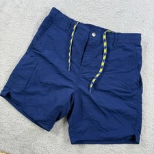AFTCO Shorts Mens 30 Navy Nylon Fishing Cargo Hiking Elastic Stretch Drawstring