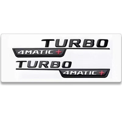 2x Für Mercedes Benz TURBO 4MATIC+ Emblem Badge Aufkleber Schwarz Glanz NEW - Bild 1 von 4