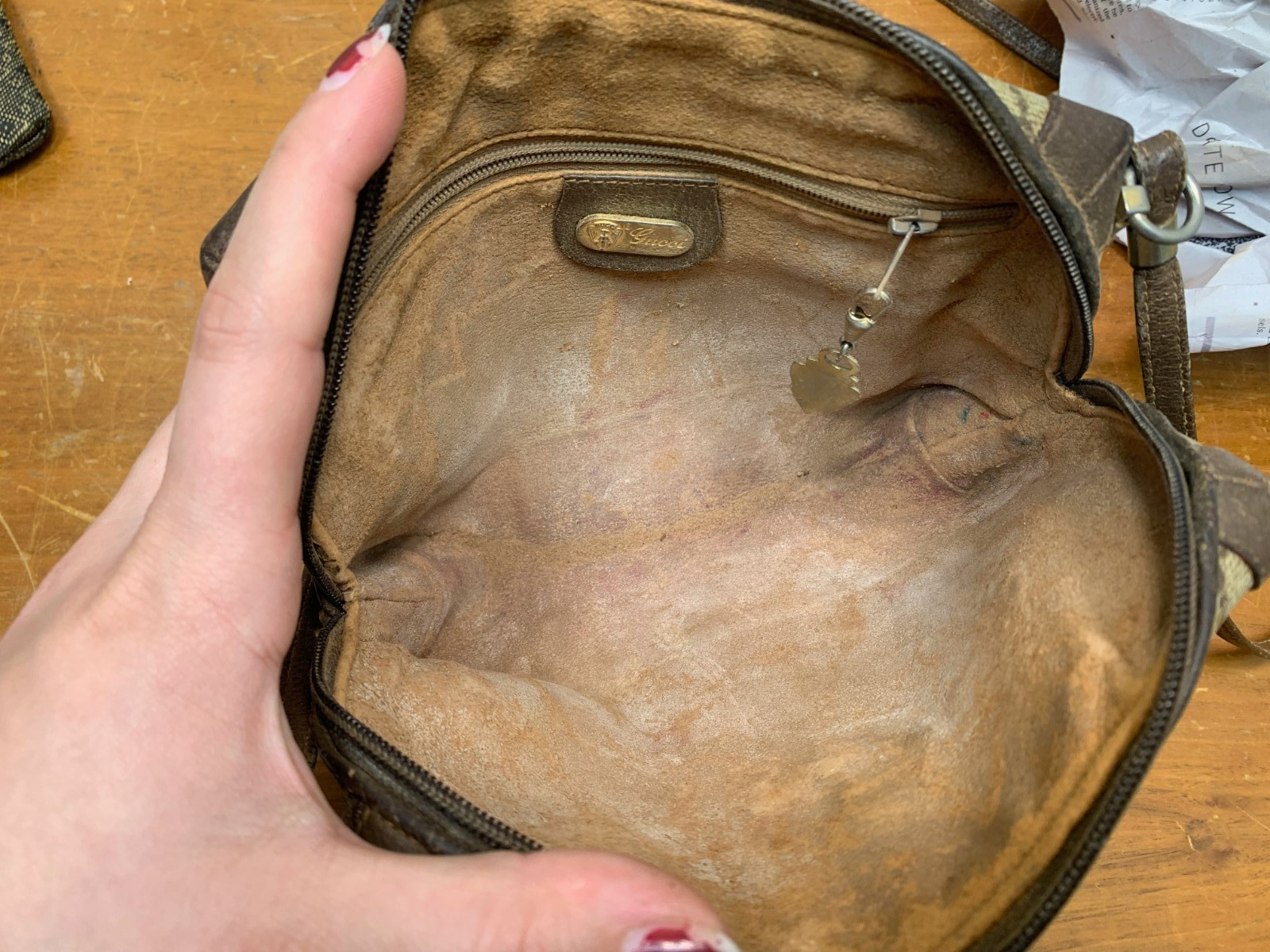 3 Small Designer Brown Geometric Pattern Purses S… - image 18