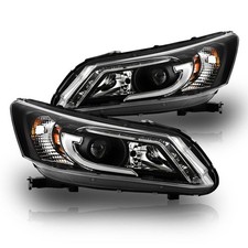 For 2013-2015 Honda Accord Ex Lx Sedan Led Tube Projector Headlights Lamps Black