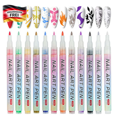 Nagellack Stift Set für Nailart DIY 12 Farben schnelltrocknend für Nagelstudios