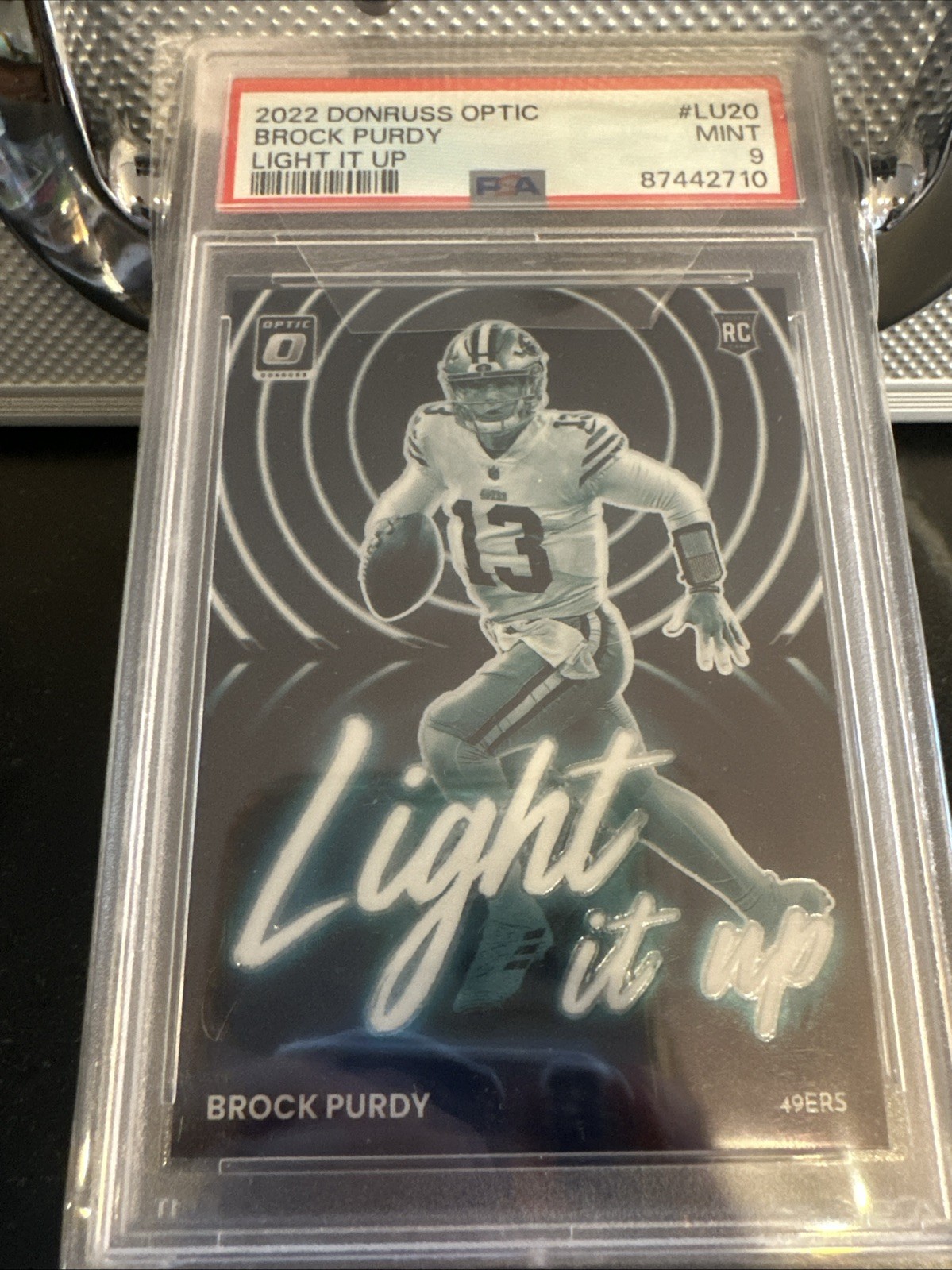 2022 Donruss Optic Brock Purdy Light It Up Mint Nine Rookie Card Panini