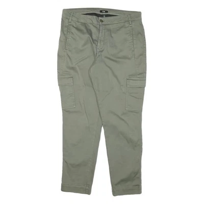 C&A Femmes Coton Mélange Slim Vert Cargo Pantalon W34 L30 Fermeture Éclair - Photo 1/4