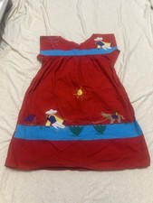 Vintage Mexican Folk Art Embroidered Dress Appliqu Patio Cotton Handmade