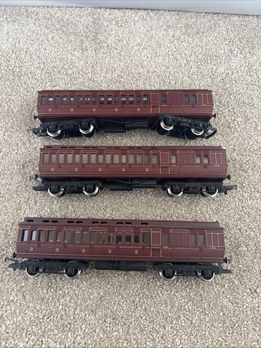 Spur OO 3x Hornby R385 Midland Railway Clerestory Coach weinrot LMS (6438) | Condition: Used
