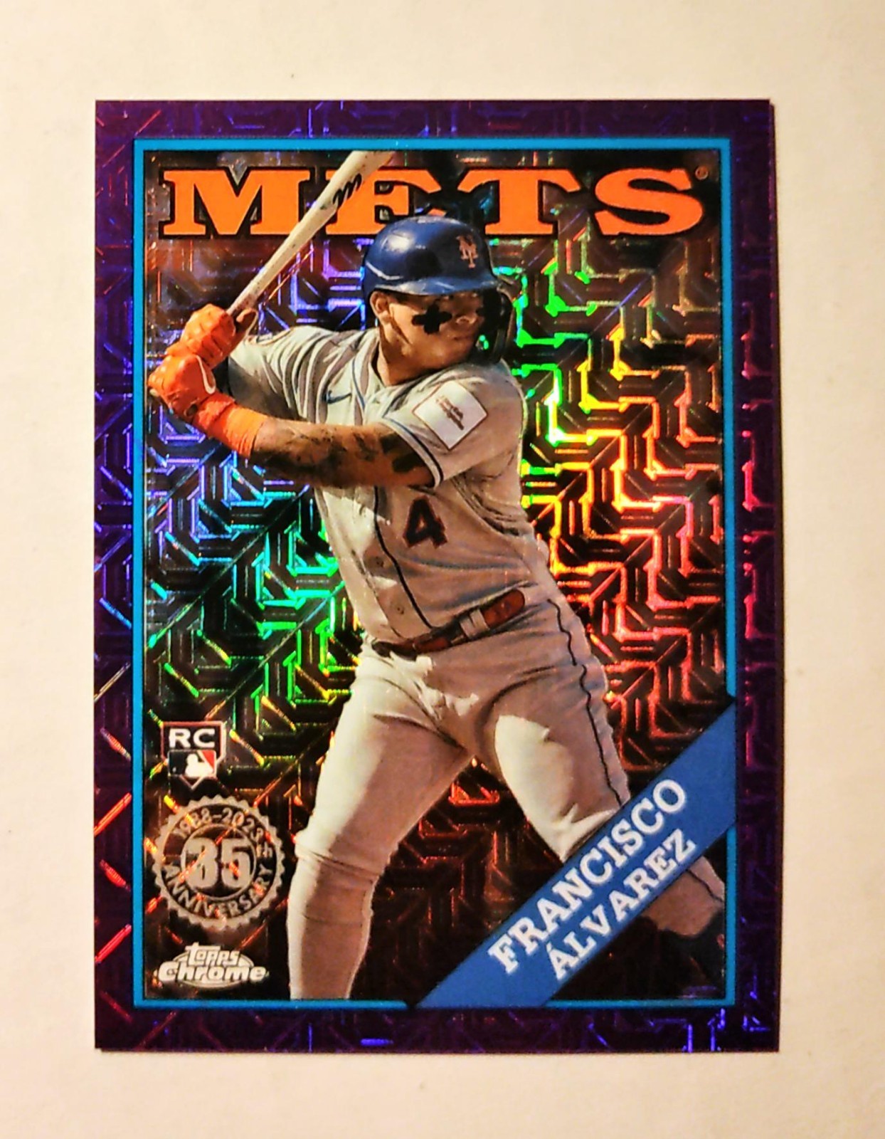 Francisco Alvarez 2023 Topps Chrome RC #60 Silver Pack PURPLE REFRACTOR 70/75 E6
