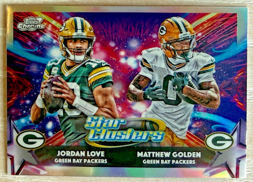 2025 Topps Chrome Cosmic #SC-10 Matthew Golden / Jordan Love Star Clusters