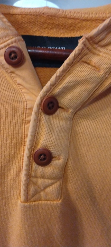 Lucky Brand Sweatshirt Mens Small Orange Hoodie Henley Pullover LA Grunge Skater - Image 3 of 4