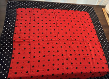 Silk Satin Square Scarf Hand Rolled Polka Dot Red Blue White Women
