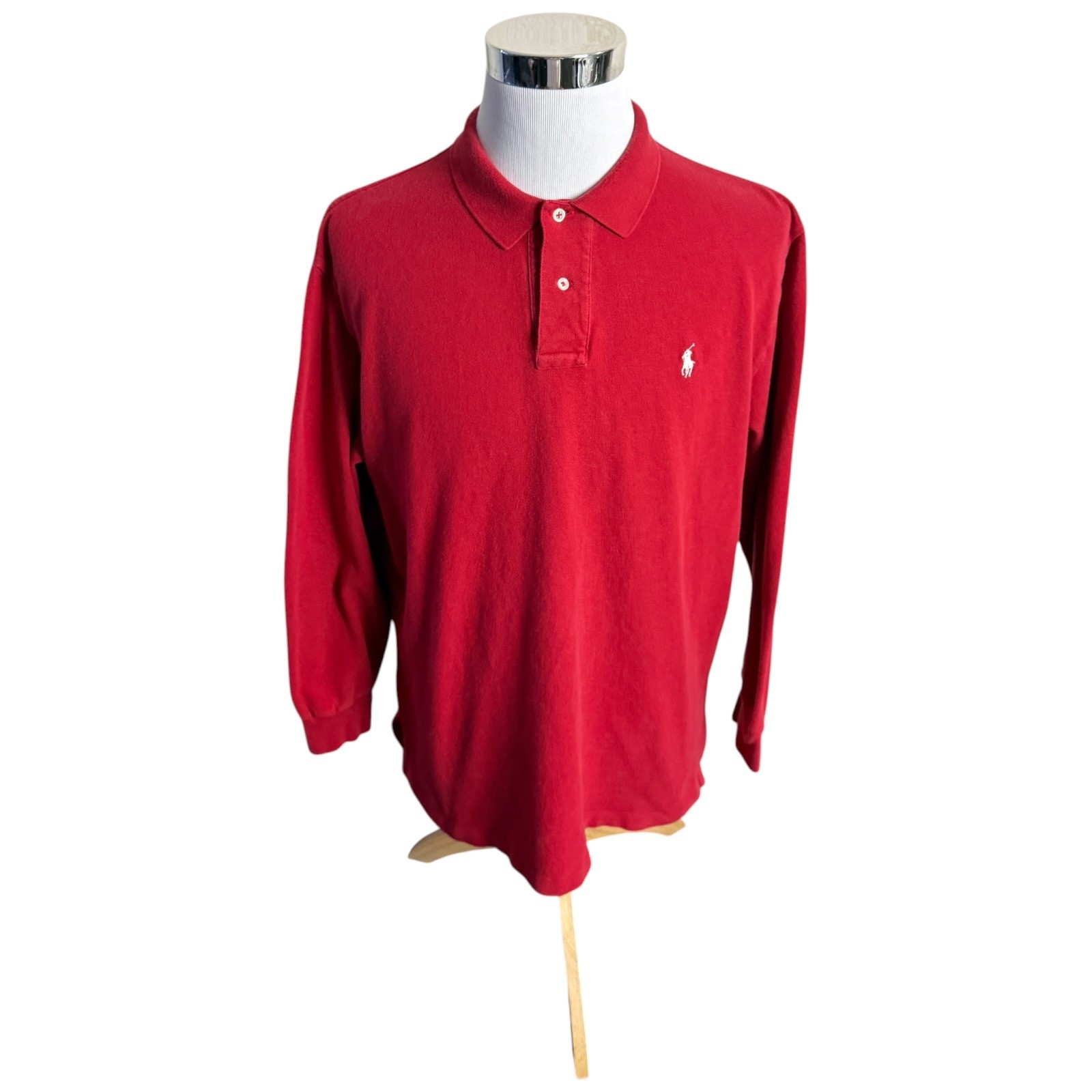 Vintage Polo Ralph Lauren Polo Shirt Mens XL Red White Pony Rugby Preppy Classic