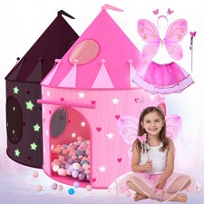 Playz Princess Castle Pop Up Tent Dress Up Set Kids Pink Playhouse Tent f...