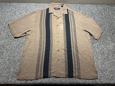 Nat Nast Shirt Mens XL Silk Brown Bowling Black Stripe