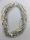 Multi-Strand Pearl Necklace  Aquamarine Rose Quartz Sterling Silver Clasp 19" — photo 4