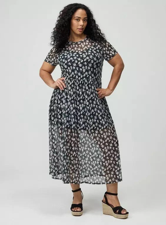 plus ditsy floral lace overlay dress Ivory Floral Lace Overlay Puff Sleeve Maternity Midi Dress