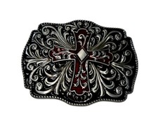 Western Silver Cross Belt Buckle Rodeo Southwestern Cowboy Country