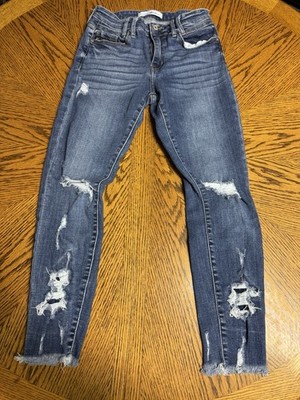 KanCan Women's Blue Jeans Size 5/26 High Rise Skinny Jeans Distressed Stretch