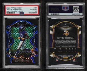 2020 Select Concourse Blue Prizm Die-Cut Justin Jefferson #61 PSA 10 Rookie RC