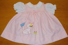 Vintage Baby Toddler Summer Dress w/ applique Cat - Size 18M