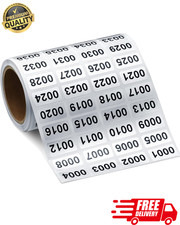 Inventory Number Stickers 001-2000   Waterproof Vinyl Labels for Storage  Organ