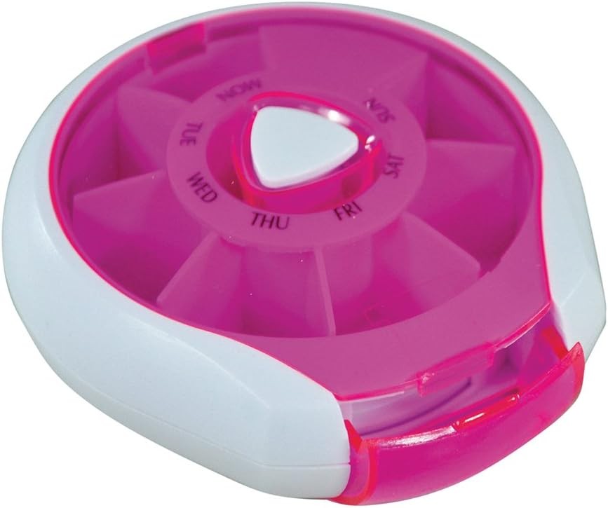 Compact 7 Day Pill Dispenser Tablet Box Organiser. 1 Compartment per Day. For t