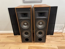 Klipsch KG 5.5 Speakers Vintage Tower Tractrix Horn Dual 10” Woofers Medium Oak