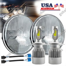 7 Inch Led Glass Headlight Round Original Classic Look Conversion Chrome Pair 7 Inch Led Glass Headlight Round Original Classic Look Conversion Chrome Pair