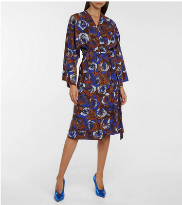 Dries Van Noten Floral Cotton Dress -Below Knee -Bold Roses -Wrap Style sz 40