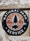 VINTAGE NATIONAL PARK SERVICE PORCELAIN SIGN OLD FOREST CAMP FIRE RANGER BUFFALO