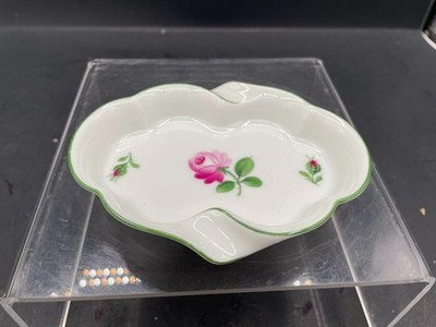 Augarten Wien Austria hand painted Pink Cyclamen Flower Trinket Dish Ashtray