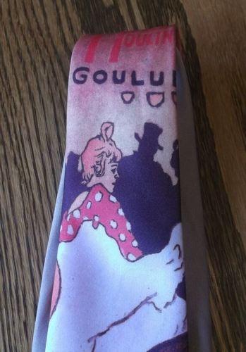 Original Ralph Marlin Moulin Rouge Gray d'Art 1987 Goulue Polyester Tie Made USA - Picture 3 of 10