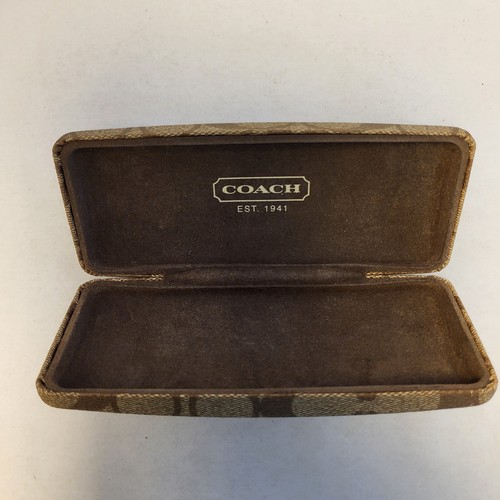 Classic Coach Hard Shell Eye Glass Case Signature Brown Logo - Picture 6 of 8