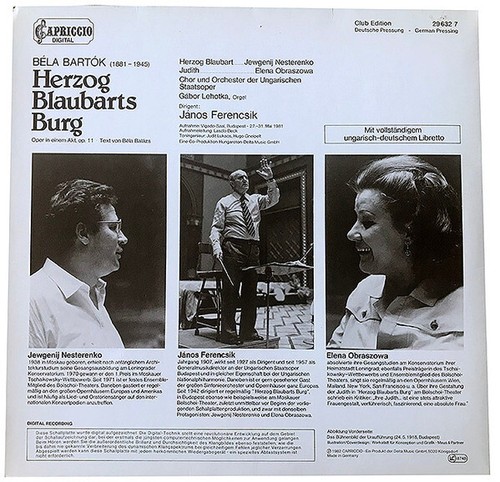 Béla Bartók / Herzog Blaubarts Burg / Vinyl / Oper / Capriccio Digital - Bild 2 von 3