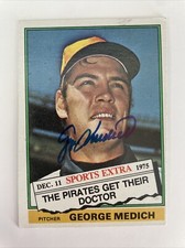 George Medich Autographed 1976 Topps Card #146T Pittsburgh Pirates A-677