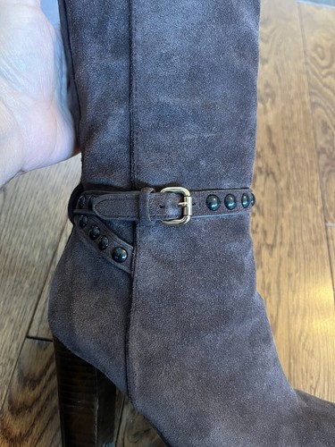 Coach “Angela” Brown Suede Knee High Side Zip Up Boots w/ Heel Size 5 WORN ONCE! - Picture 7 of 10