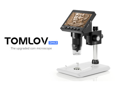 TOMLOV 4.3'' Digital Microscope 1000X coin Magnifier scope Soldering Microscope