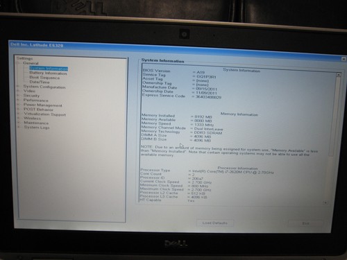 Dell Latitude E6320 Core i7-2620M, 2.70GHz,8GB RAM,500GB HD, Window 11 - Picture 4 of 11