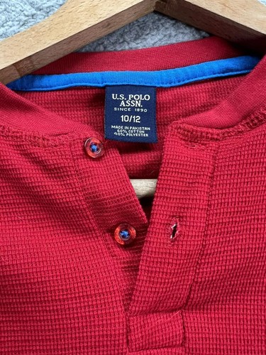 U.S Polo Assn Youth 1/4 Button Long Sleeve Pullover Thin Sweater Size 10/12 - Picture 3 of 6