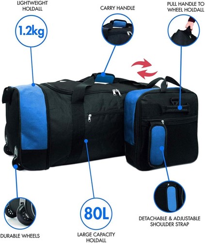 Travel Holdall On Wheels Bag Large Wheeled Suitcase 32" Holdall Luggage Folding - Picture 3 of 36