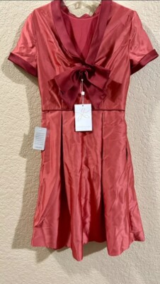 slim fit dress slacks Ball Gown Bow Back Satin Party Dress Tea Length