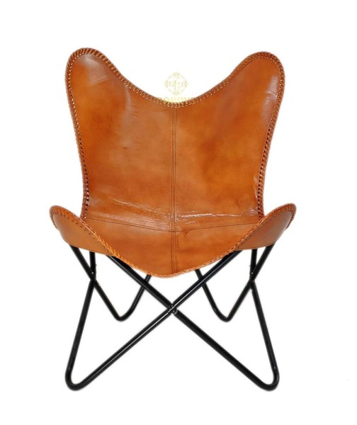 Silla Mariposa Vintage Cuero Salón Hecho a Mano Silla Relajante Cubierta Solo