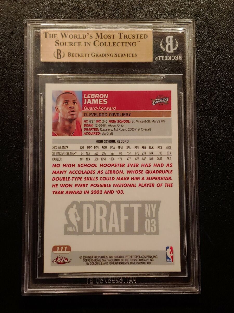 2003-04 Topps Chrome Lebron James Rookie RC BGS 10 Pristine 2003-04 Topps Chrome Lebron James Rookie RC BGS 10 Pristine