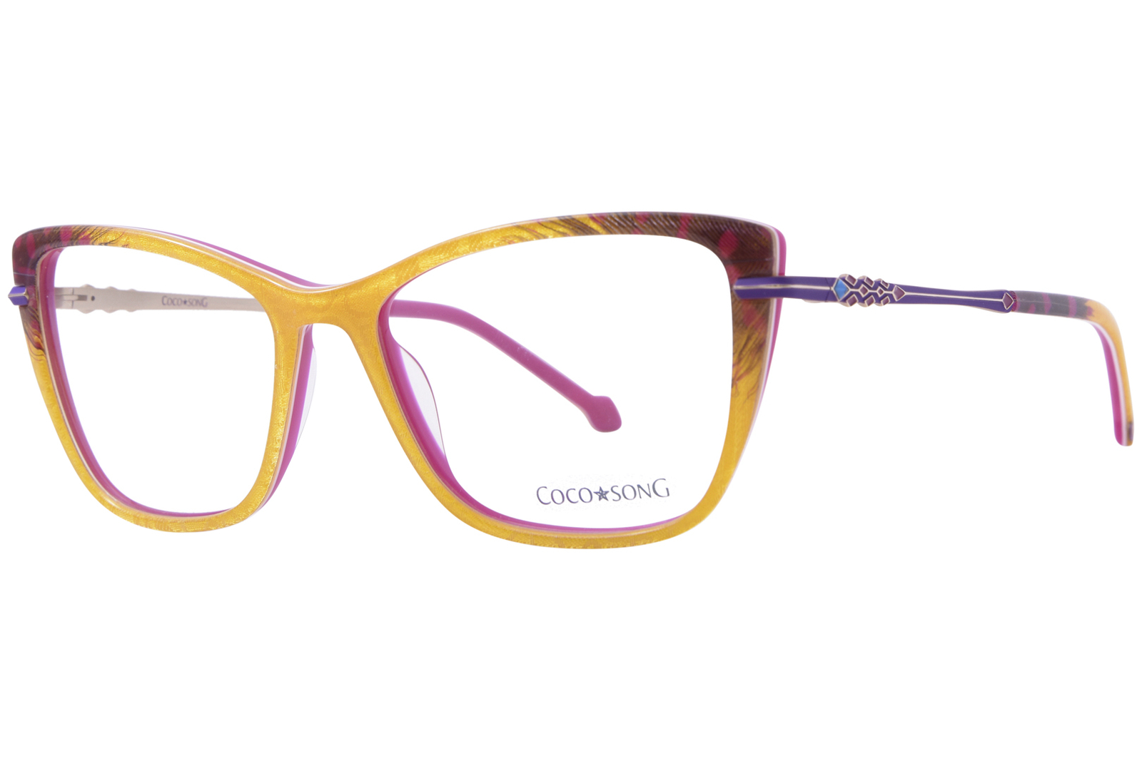 Женские очки Coco Song Hard-Times CV283 C3 в желтойрозовоймногослойной оправе 55 мм 49190₽
