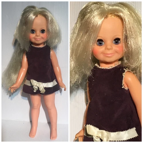 IDEAL VELVET DOLL 1969 Crissy Original Dress Panties Growing Blonde Hair WORKS