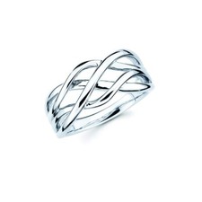 Sterling Silver Woven Wide Band Ring