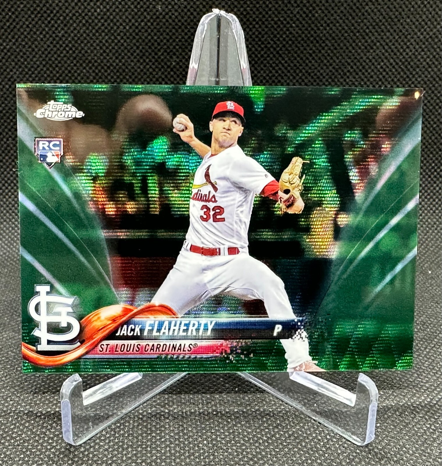 2018 Topps Chrome Jack Flaherty Green Wave Refractor Rookie RC /99 #4