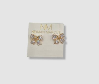 $80 Neiman Marcus Women's Gold Pave Bow Stud Earrings