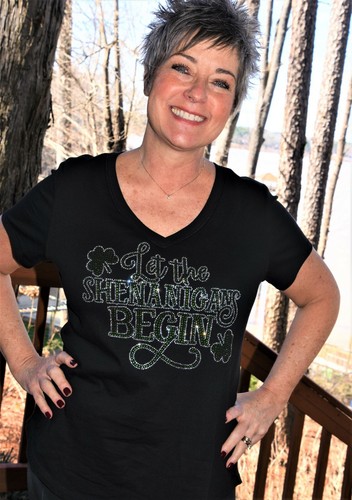 St Patricks Day rhinestone shirt XS S M L XL XXL1X 2X 3X 4X 5X Shenanigans Begin - Picture 5 of 12