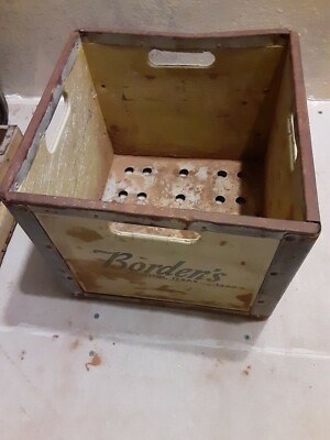 Bordens 60s' Metal Fiberglass Milk bottle Crate rustic dairy