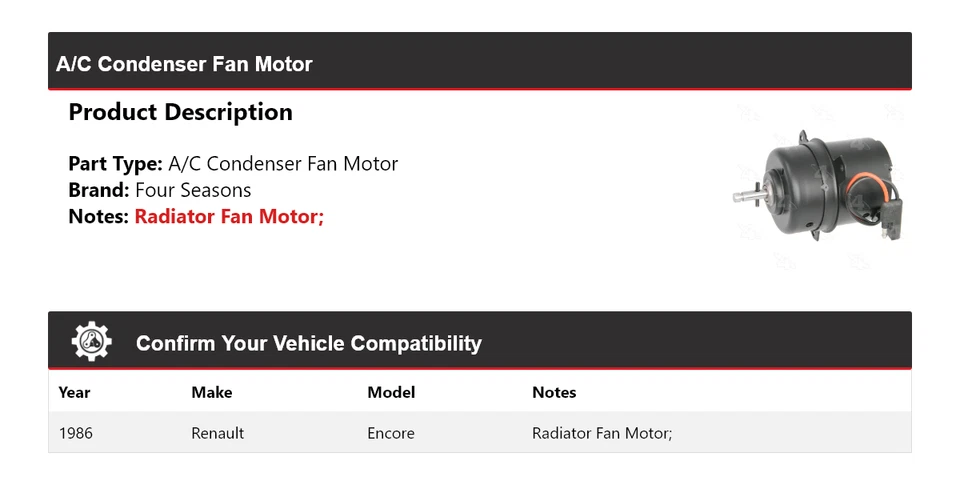 Ventilador condensador aire acondicionado Renault Encore 1986 motor 4 estaciones Foto 2 de 4