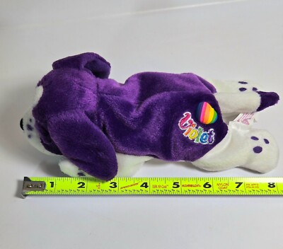 Vintage 1998 Lisa Frank Violet Dog Plush Springer Spaniel Puppy Bean Bag Toy 8''
